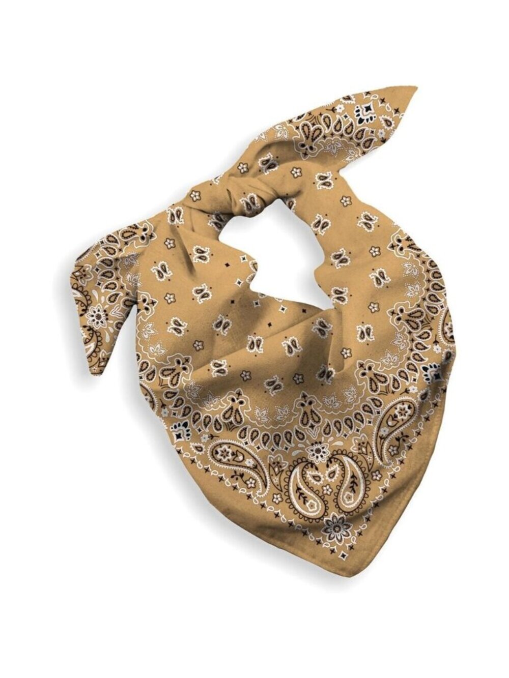 Women's Tan Cotton Bandana Large Cowgirl Imported Handkerchief Headband Scarf